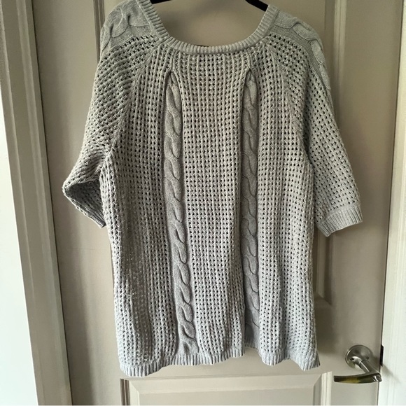 Lane Bryant Open Knit Sweater Womens Plus Size 18/20 grey Top 100% Cotton - Picture 6 of 7